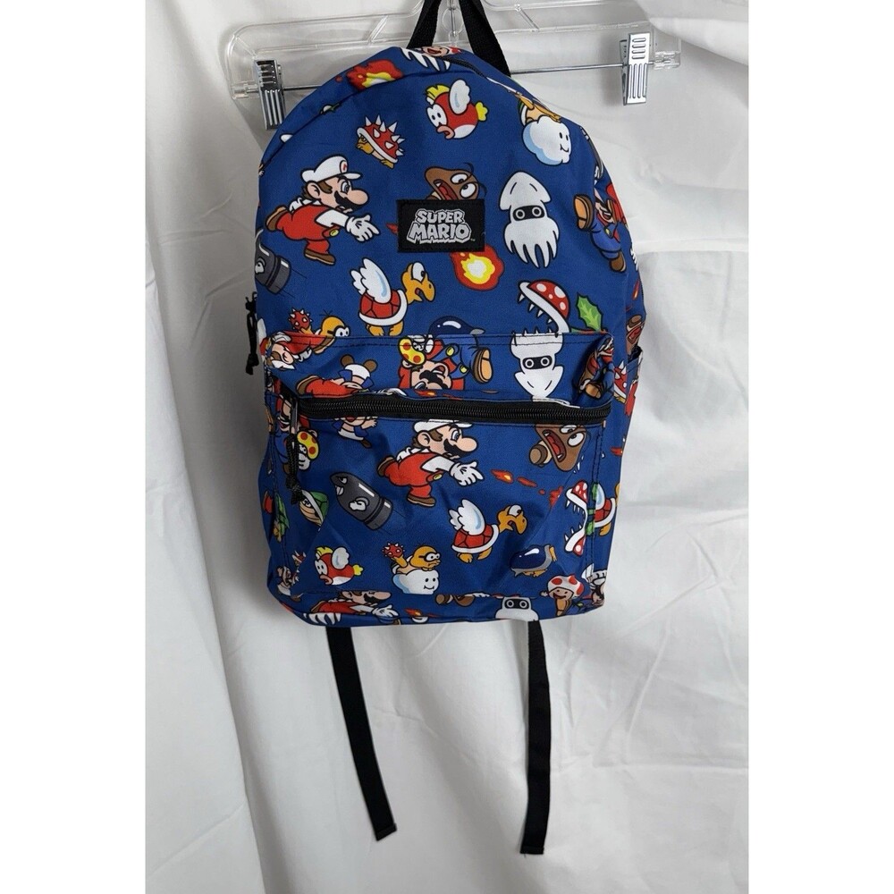 Super Mario Nintendo All Over Print Backpack Blue Goomba Bowser Koopa Clean